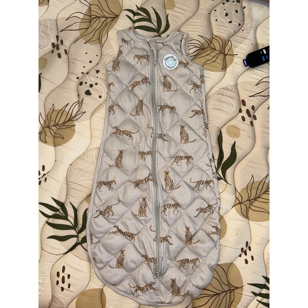 Dreamland Baby Sleep Sack 6-12 Months Leopard Cheetah Print Tan Quilted Blanket